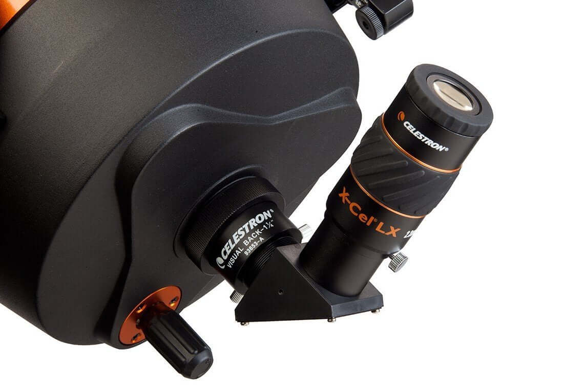 Oculare Celestron X-Cel LX 5mm su telescopio, vista laterale