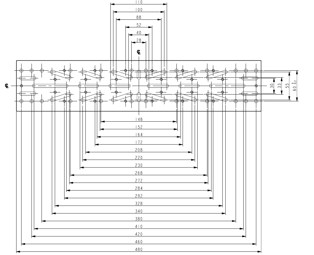 Diagramma dimensioni Piastra Losmandy 480mm Artesky