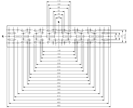 Diagramma dimensioni Piastra Losmandy 480mm Artesky