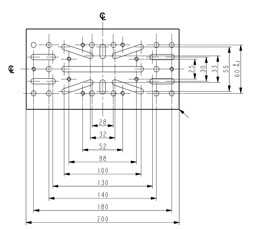 Disegno tecnico piastra Losmandy 200mm Artesky, misure dettagliate