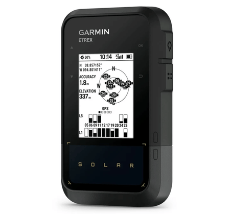 Navigatore GPS Garmin eTrex Solar con display e design nero