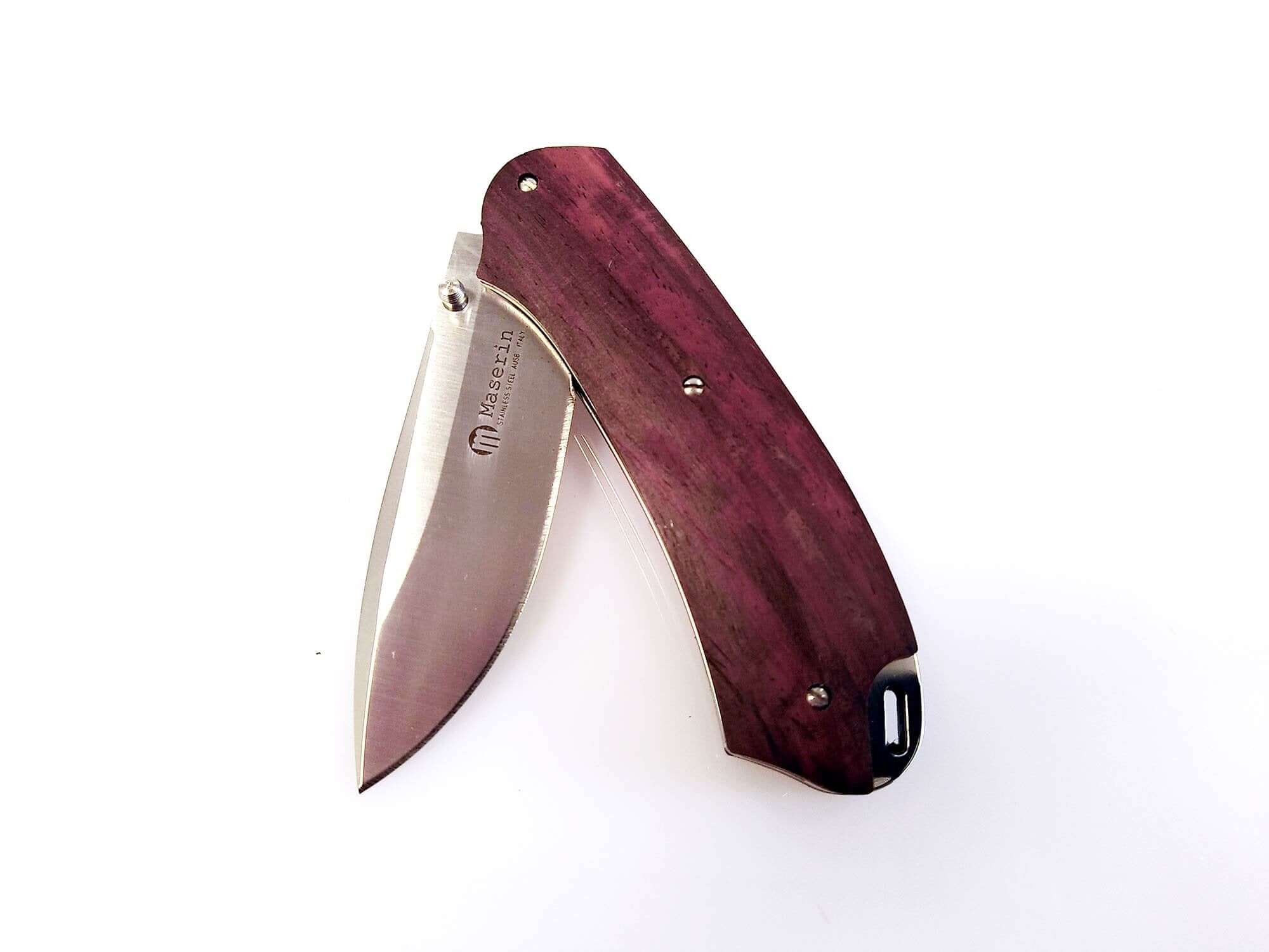 Coltello Maserin Birdland Cocobolo con lama in acciaio inox.
