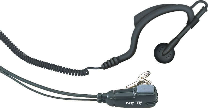 Auricolare Midland MA21-LK con microfono regolabile e cavo spiralato, connettore Kenwood.