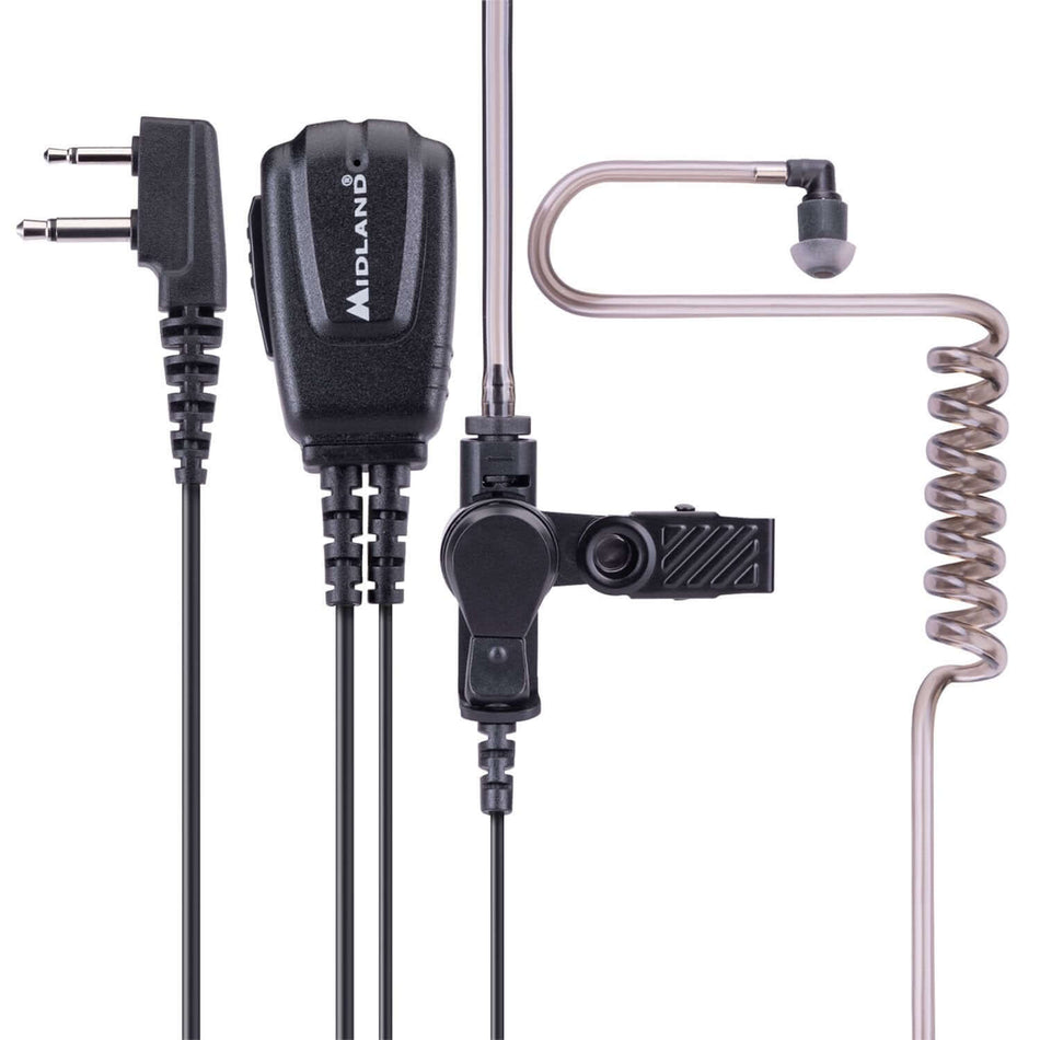 Microfono con auricolare pneumatico Midland, 2 pin PTT.