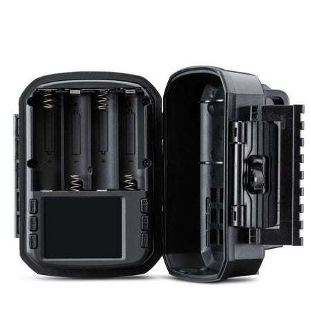 Fototrappola Wild Guardian aperta, vista interna batterie