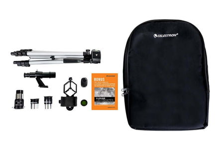 Telescopio Celestron Travelscope 70DX con accessori e zaino.