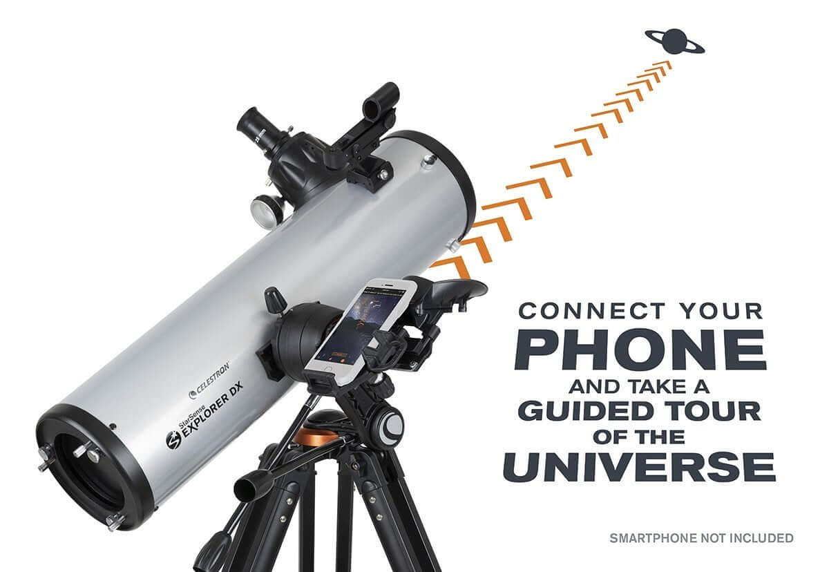 Telescopio Celestron StarSense con smartphone, esplora l'universo.