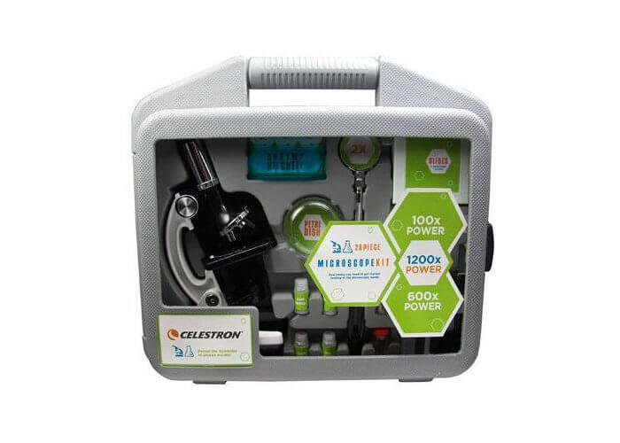Microscopio Celestron Kit 28 pezzi con valigetta, ingrandimenti 100x, 600x, 1200x.