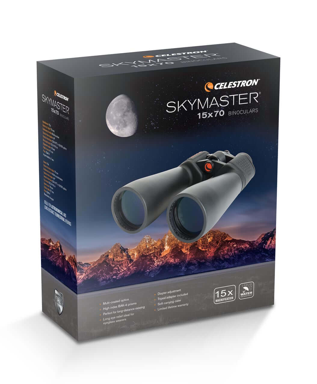 Confezione del binocolo Celestron SkyMaster 15x70.