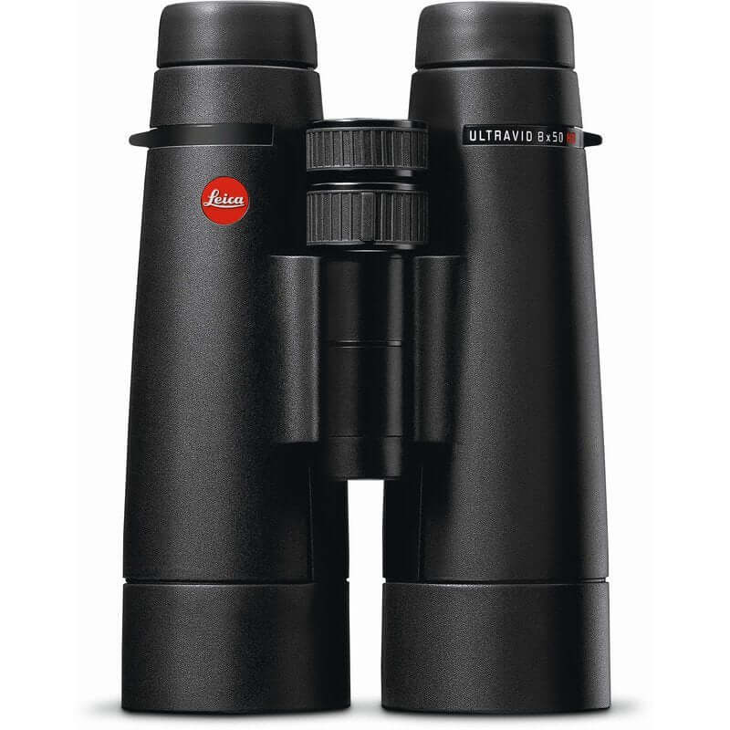 Binocolo Leica Ultravid 8x50 HD-PLUS in nero, alta qualità.