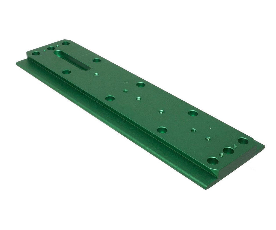 Piastra Losmandy 33.5cm verde con fori multifunzione, compatibile con montature EQ6R e CGX.