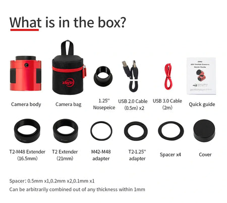 Contenuto confezione ZWO ASI533MC-Pro: accessori inclusi