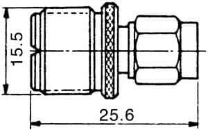 Diagramma adattatore SMA maschio a UHF femmina, dimensioni.