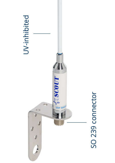 Antenna Scout KM-3F 0.9m per barche a vela, con supporto.