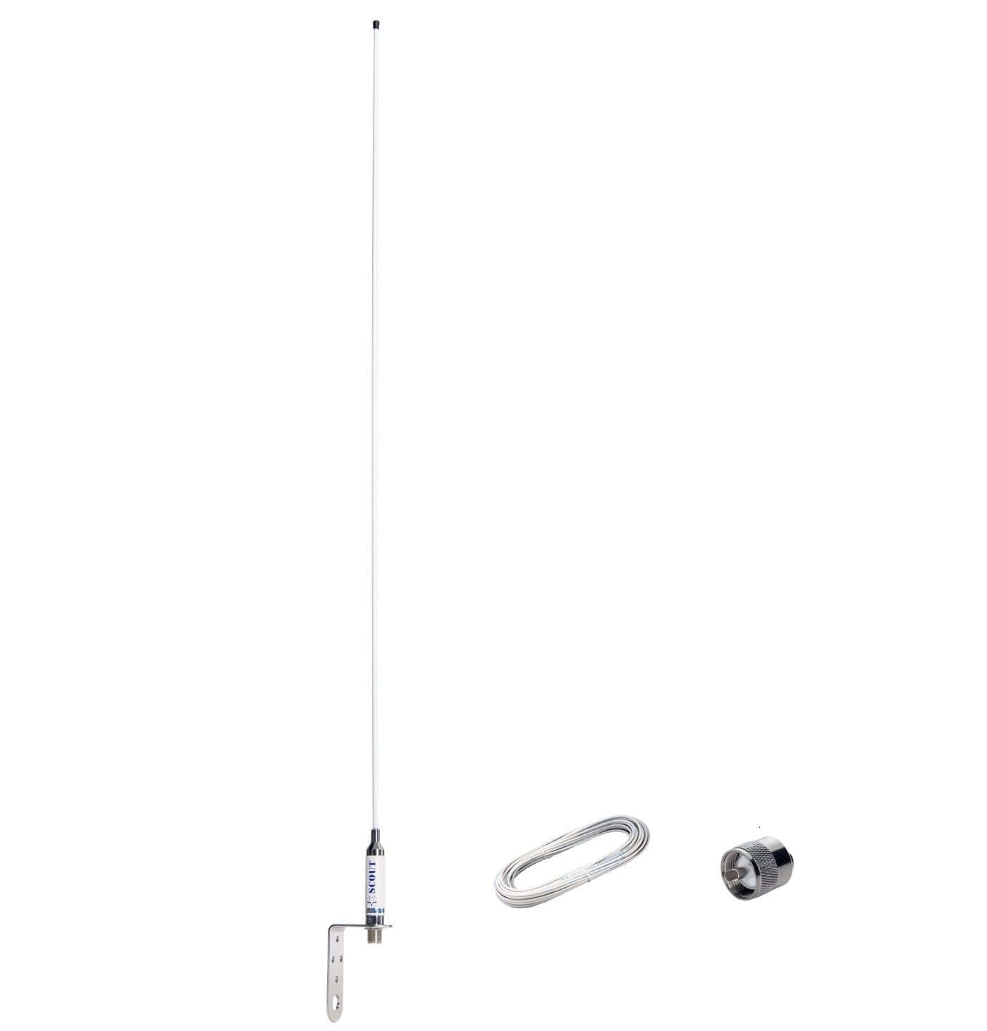 Antenna VHF Scout KM-3F con cavo e connettori inclusi per barche