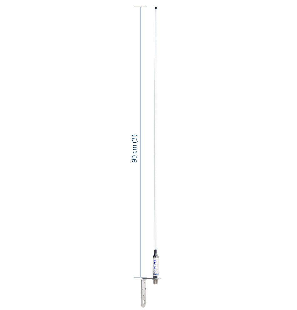 Antenna VHF Scout KM-3F da 90 cm per barche a vela con staffa