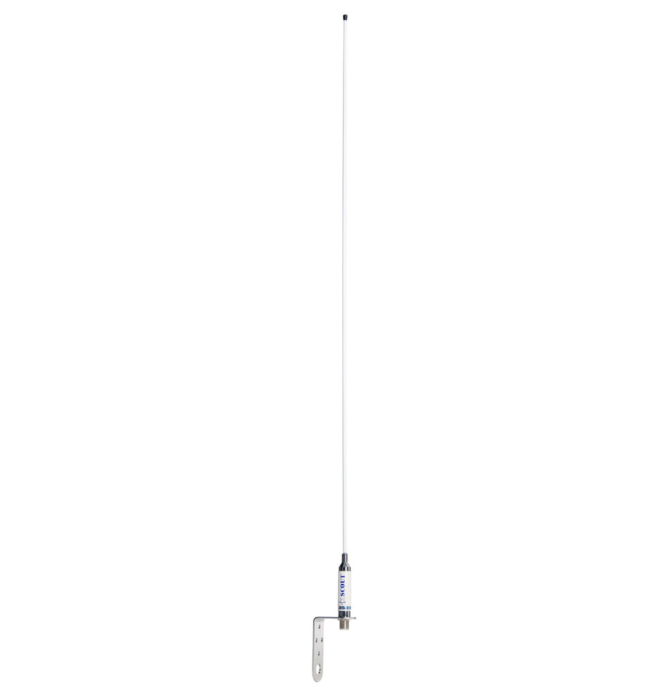 Antenna VHF Scout KM-3F per barche a vela con supporto.