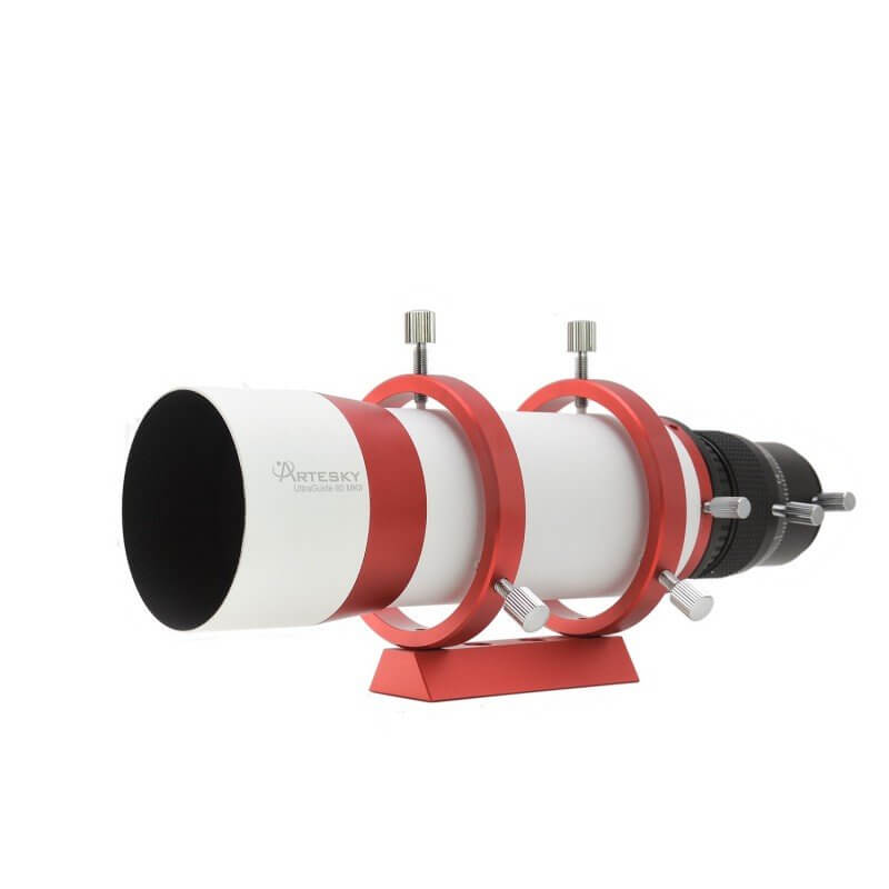 Alt Tag: Telescopio guida Artesky UltraGuide 60 MKII, rosso e bianco