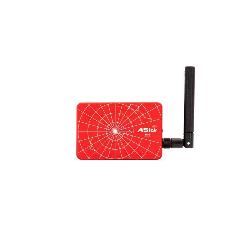 Dispositivo ZWO ASIair MINI rosso con antenna nera.