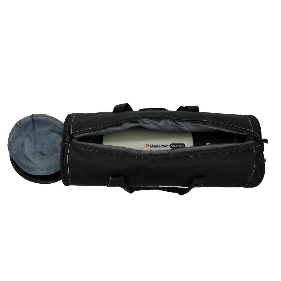 Borsa imbottita Celestron Origin aperta con telescopio