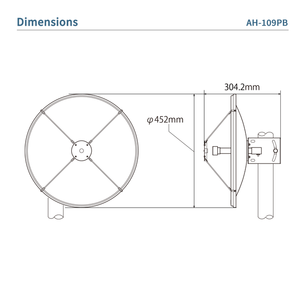Dimensioni di Icom AH-109PB Antenna Parabolica 10GHz