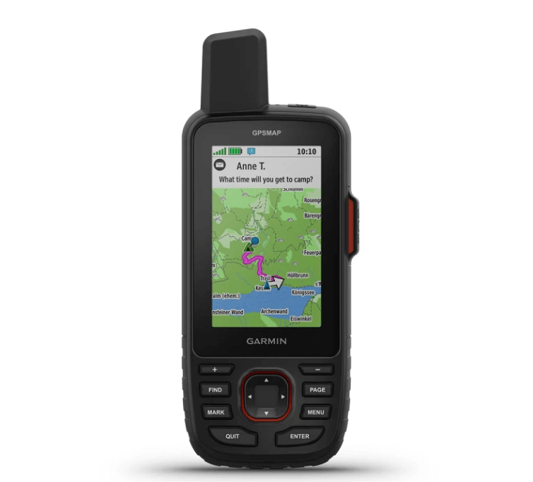 GPS portatile Garmin 67i con mappa visualizzata sullo schermo.