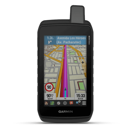 GPS portatile Garmin Montana 710 con schermo touchscreen e mappe dettagliate.