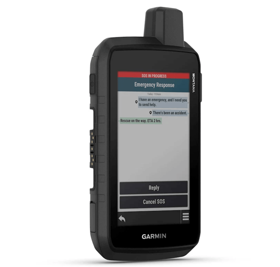Alt Tag: Garmin Montana 710i con display SOS in corso di risposta