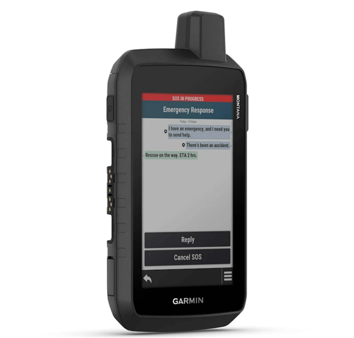 GPS portatile Garmin Montana 760i con funzione SOS attiva sul display