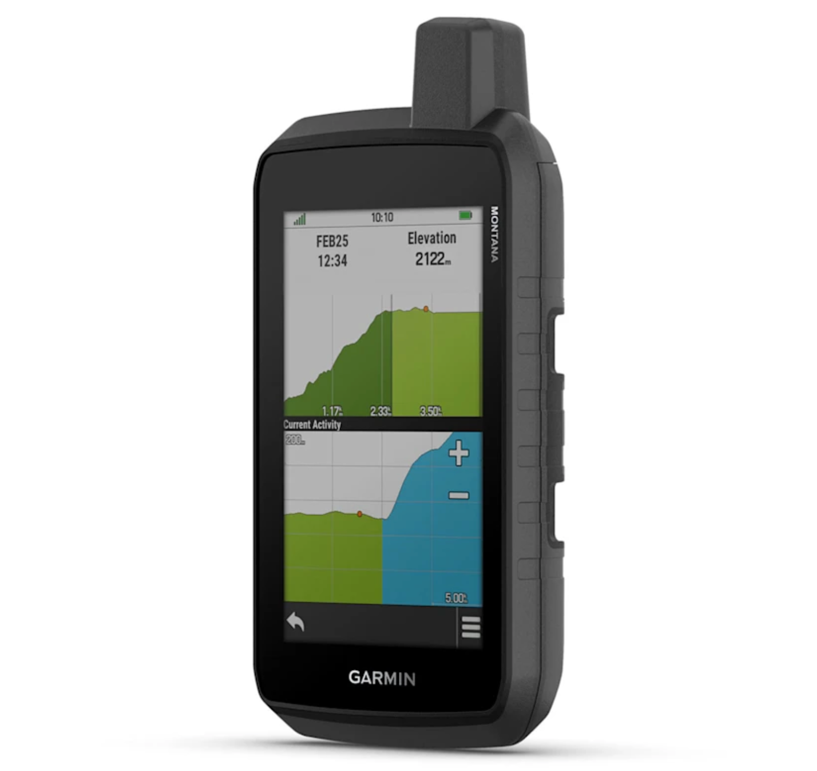 Dispositivo Garmin Montana 710 con mappe topografiche su schermo touchscreen