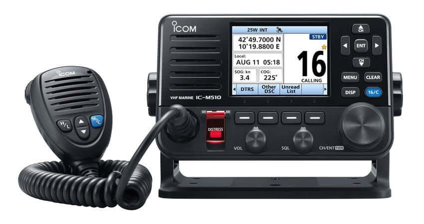 Icom IC-M510E VHF marino, ricetrasmettitore con display a colori, WLAN, GNSS e DSC. Elegante e innovativo per comunicazioni nautiche.