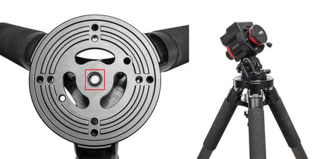 Treppiede in carbonio iOptron compatibile con montature HEM27 e GEM45/CEM40, leggero e robusto fino a 50kg, con gambe da 40mm e 36mm.
