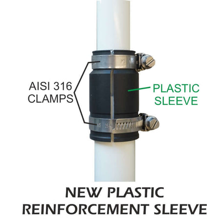 Manicotto plastico rinforzato con fascette acciaio AISI 316