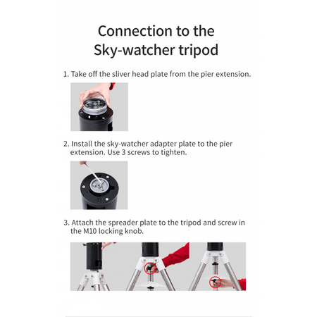 Istruzioni di installazione per treppiede Sky-Watcher con immagini.