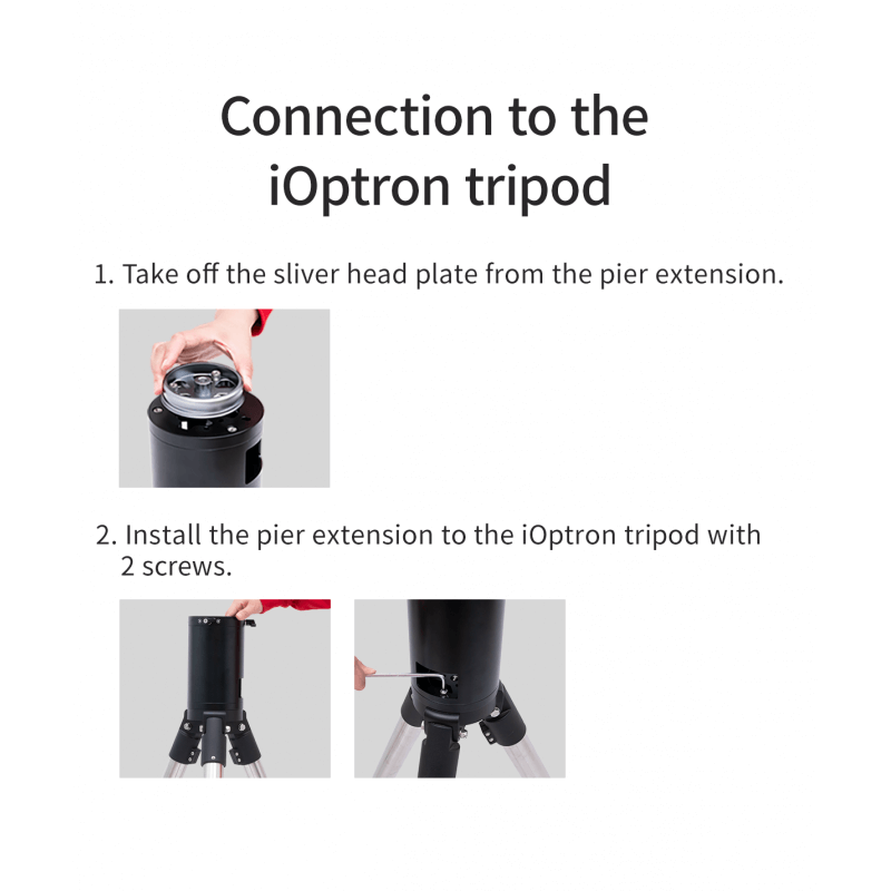 Guida di installazione per adattare colonna a treppiede iOptron