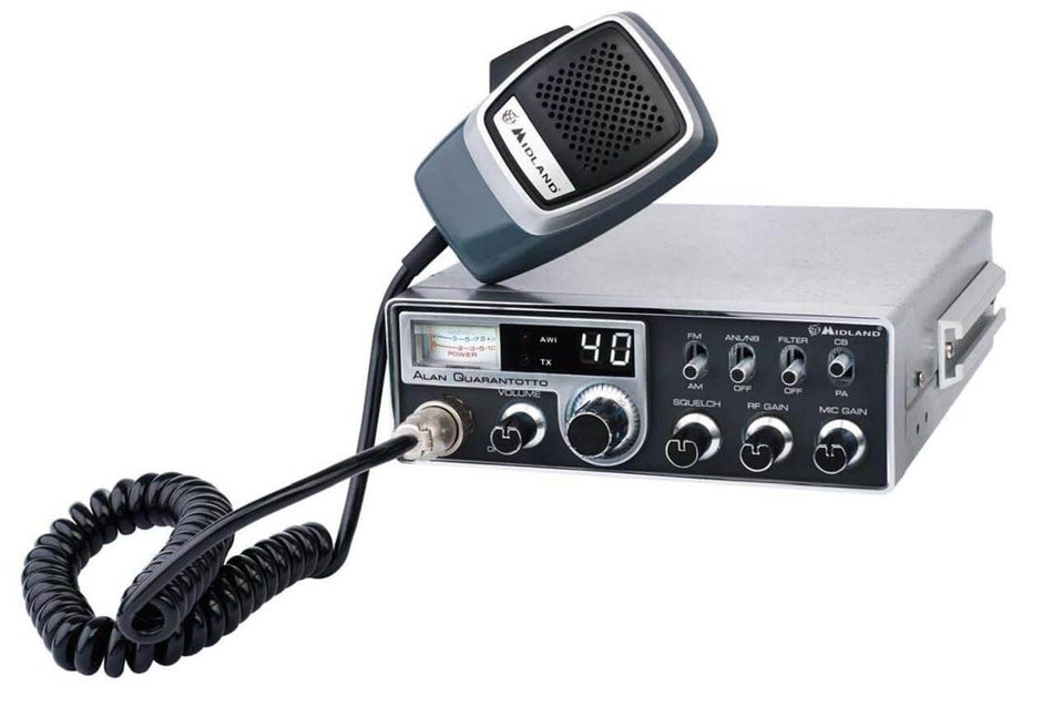 Radio CB 40 Canali Midland Alan 48 con microfono, sistema riduzione rumore.