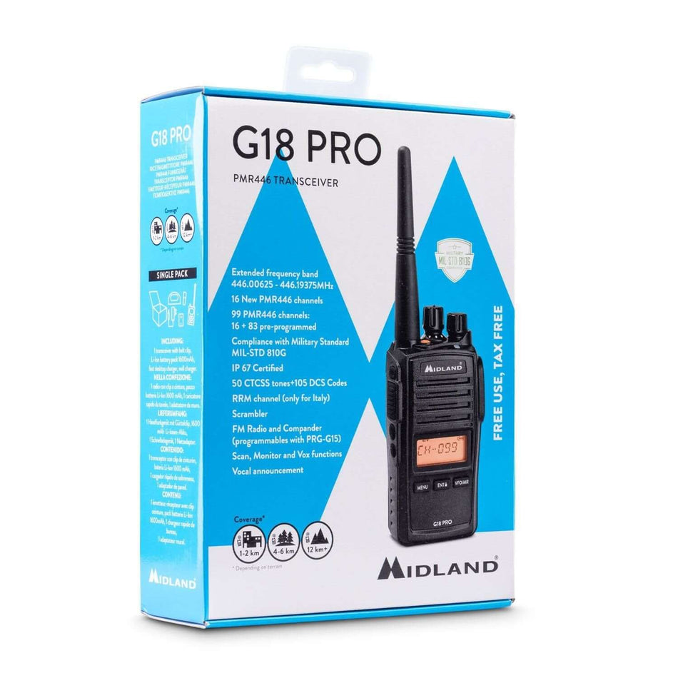 Midland G18 Pro Walkie Talkie, robusto e impermeabile