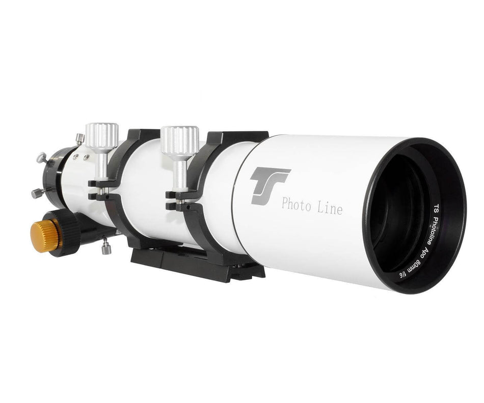 Telescopio TS-Optics PHOTOLINE 80 mm f/6 FPL53 Apo, design compatto per astrofotografia, perfetto per viaggi.
