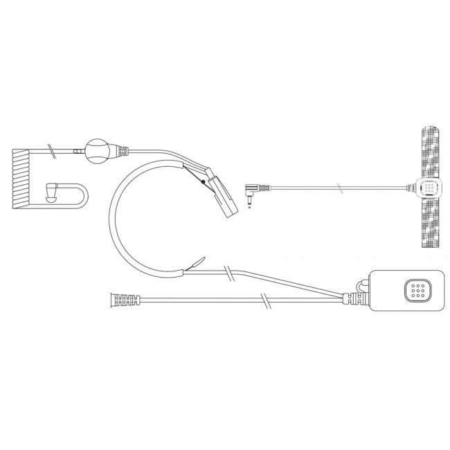 Illustrazione Laringofono Proxel X-19-K con accessori PTT