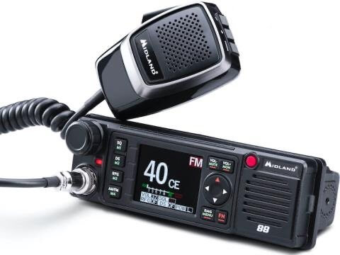 Radio CB professionale Midland 88 con microfono e display.