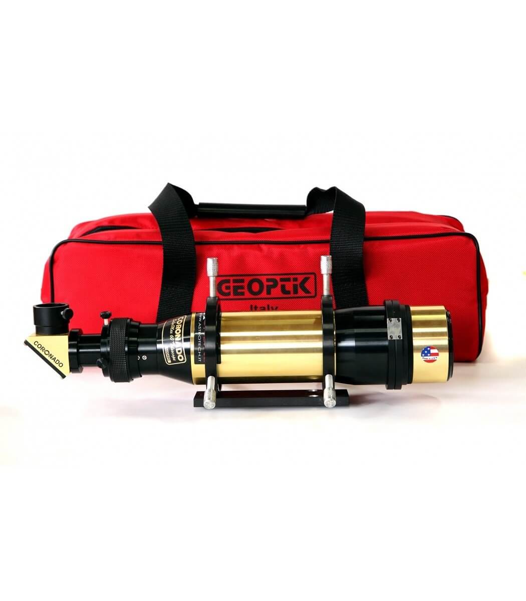 Borsa Geoptik rossa con piccolo telescopio astronomico.