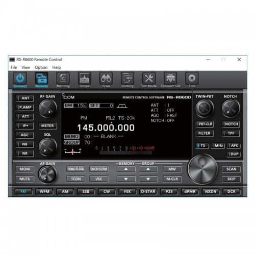 Interfaccia software Icom RS-R8600 per controllo remoto IC-R8600.