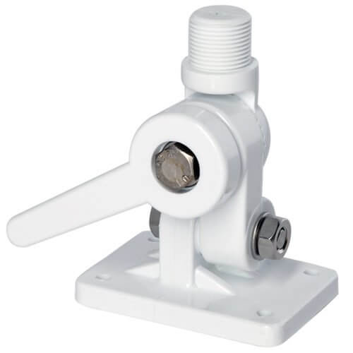 Staffa a cricchetto in nylon Scout PA-3 per antenne, resistente ai raggi UV, ideale per montaggio a ponte o parete laterale.